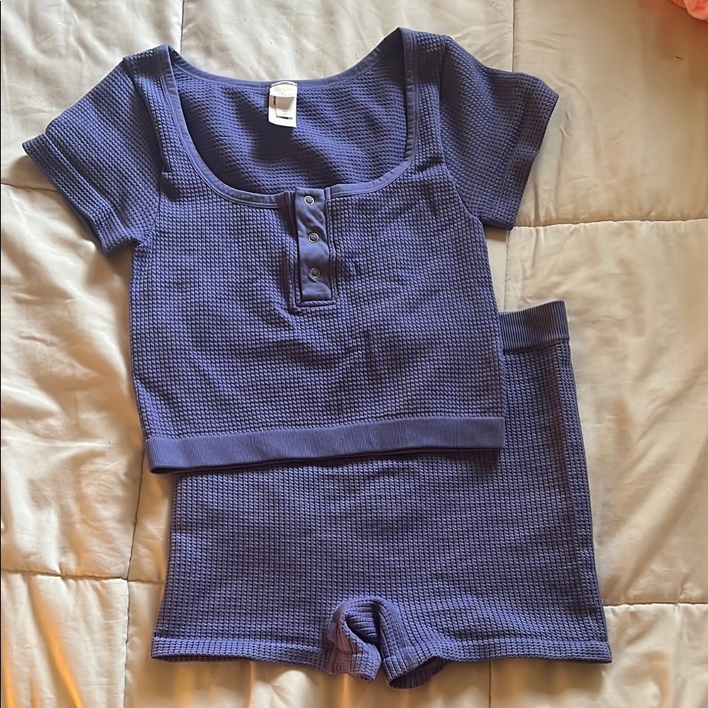 Colsie Dark Lavender Knit Lounge/Workout Set